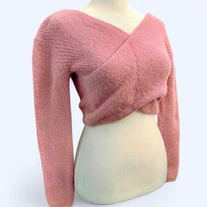 AKIRA Off-the-Shoulder Pink Sweater